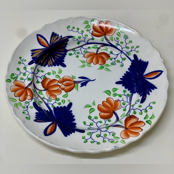 19th Century Antique Gaudy Welsh Butterfly Plate Eagle Marked for US Export - Picture 6 of 16